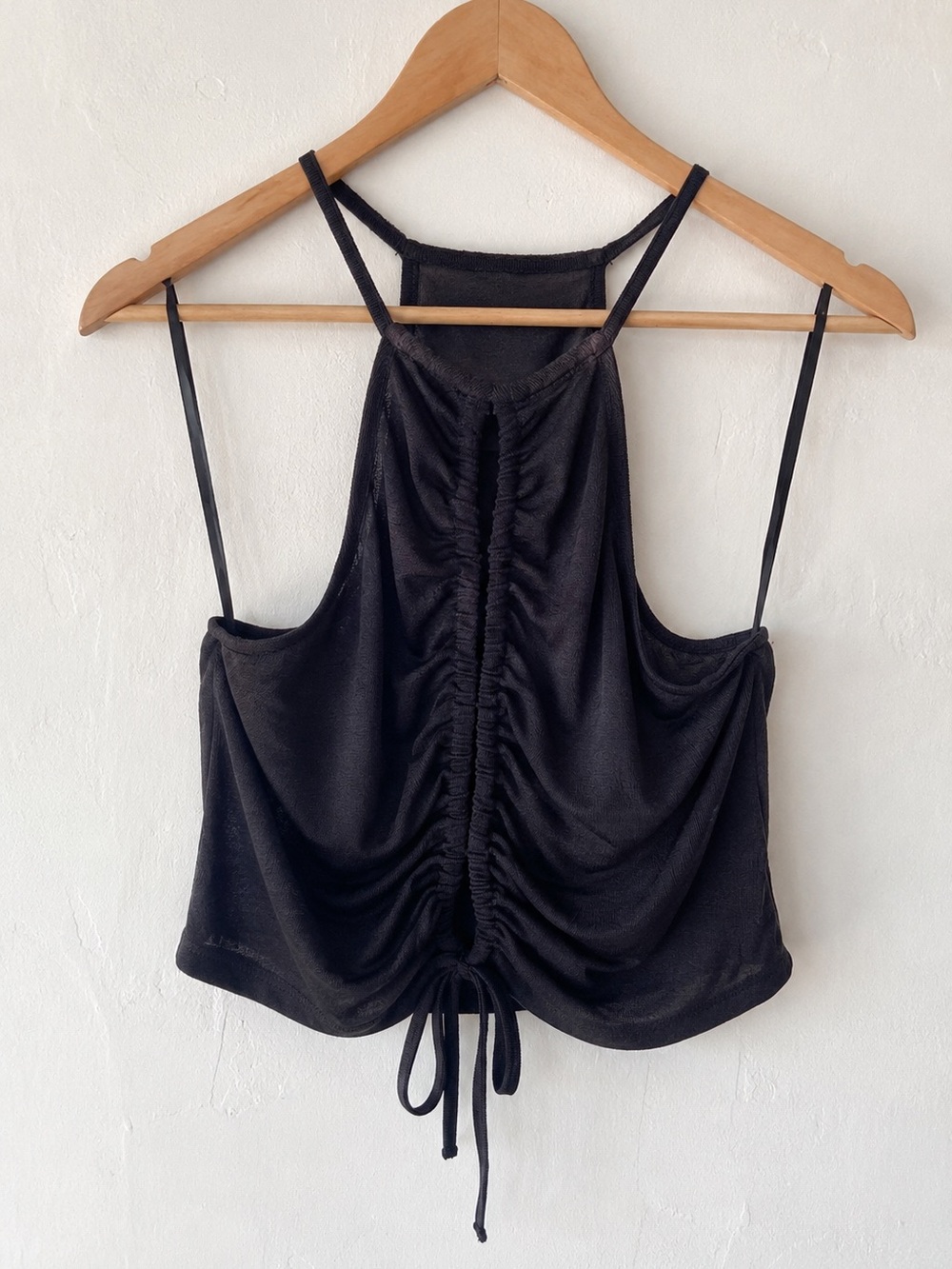 NWT Forever 21 Y2K Grunge Fairycore Goth Ruched Cutout Halter Tank Top Black M